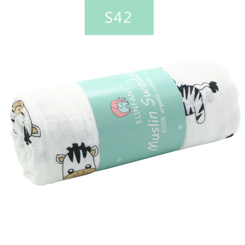 s42 Elinfant муслиновые хлопковые пеленки моющиеся детские блэнкеты для новорожденных детские одеяла черные и белые марлевые банные полотенца - Цвет: s42