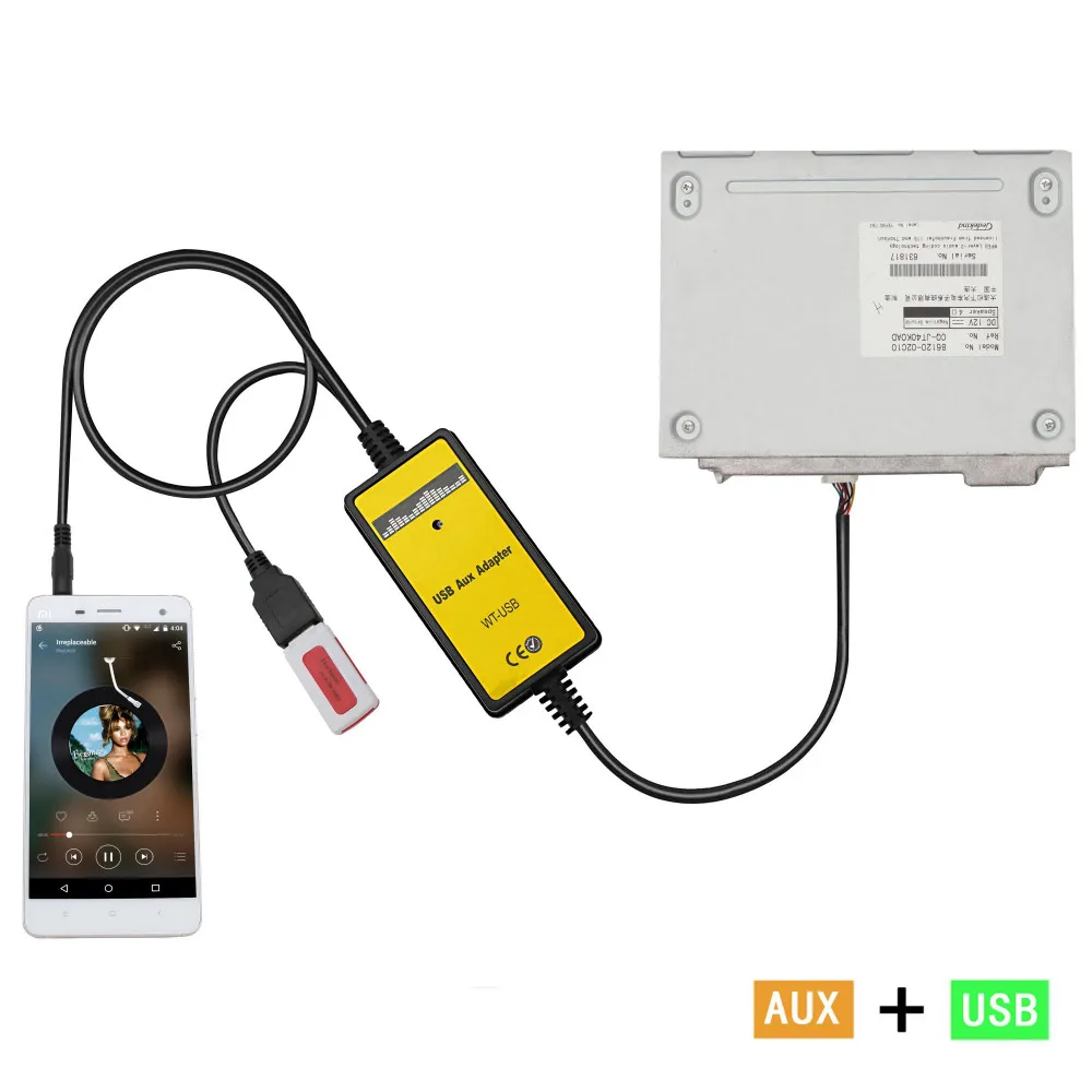 CARCHET USB + AUX аудио кабель Автомобильный MP3 цифровой диск коробка адаптер 3 5 мм