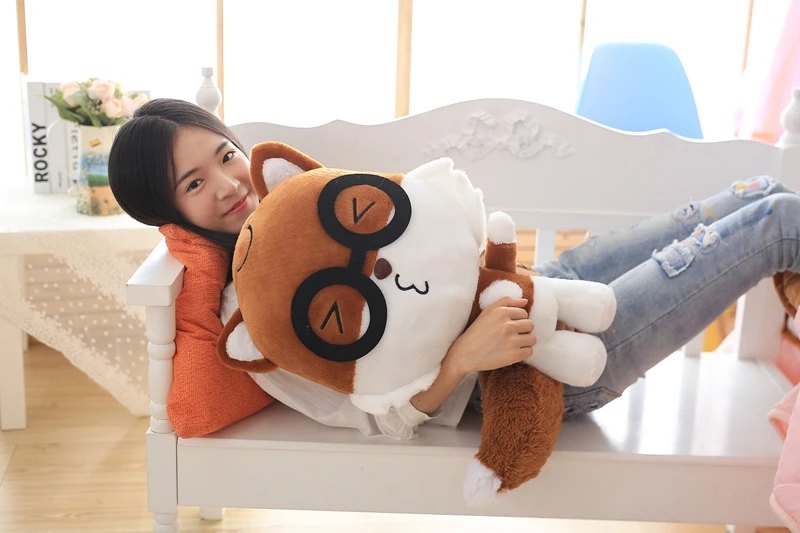 Цельная гигантская мультяшная белка плюшевая игрушка с очками мягкая животными