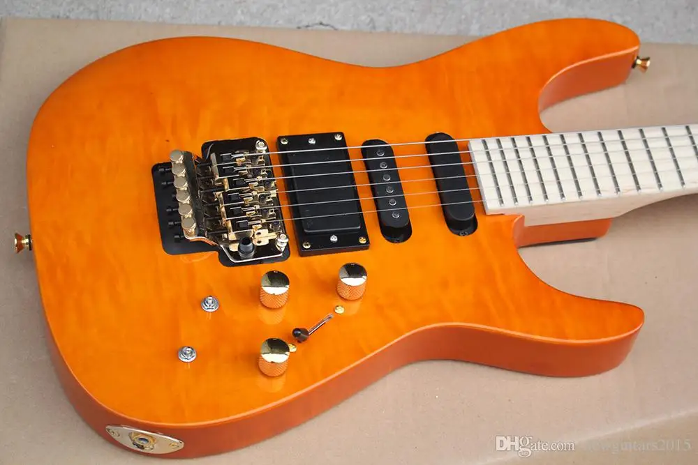 Actory пользовательские оранжевый Электрогитары с Floyd Rose 3 пикапы без Лады