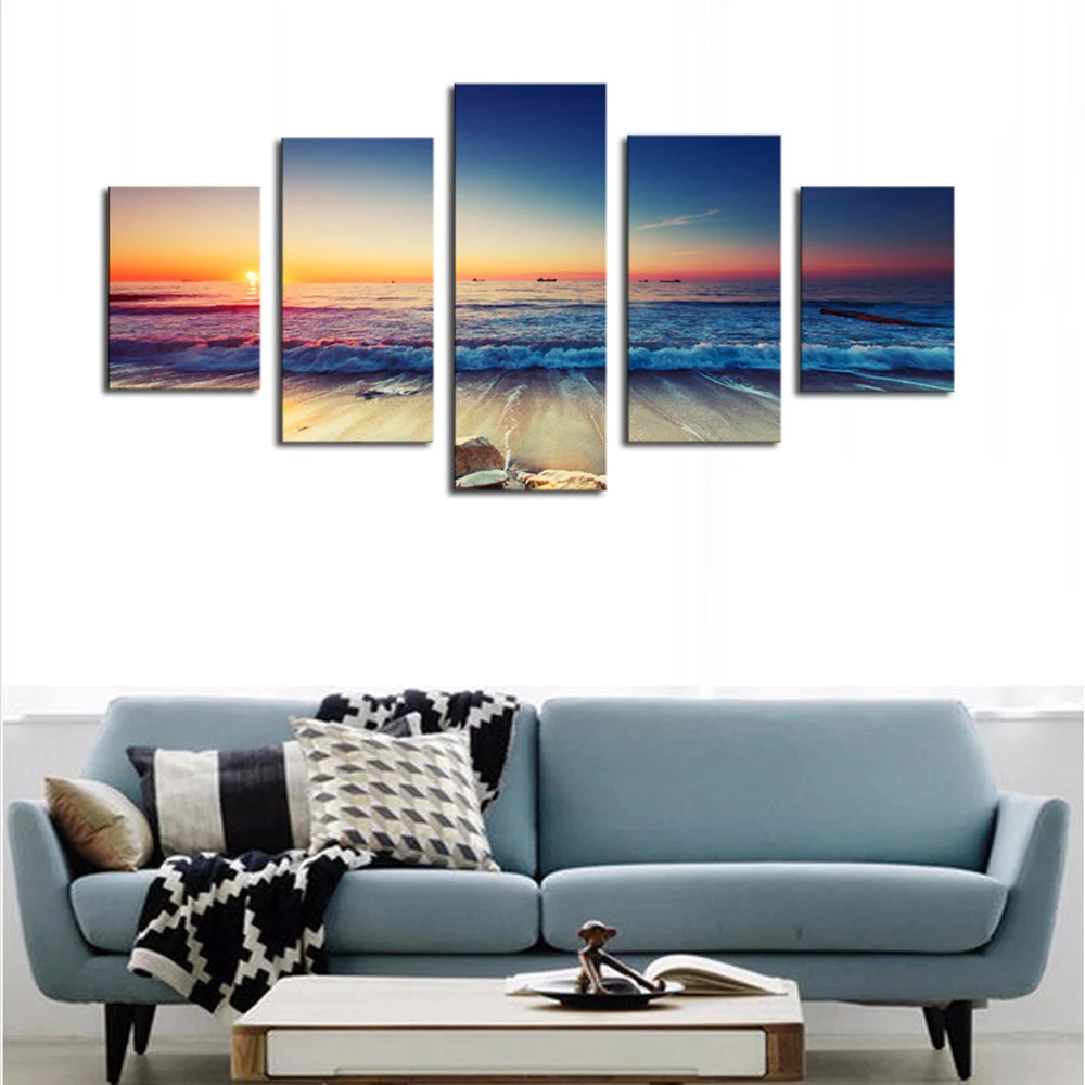 5 панелей с рамкой для морского пейзажа холст принтом современная картина на