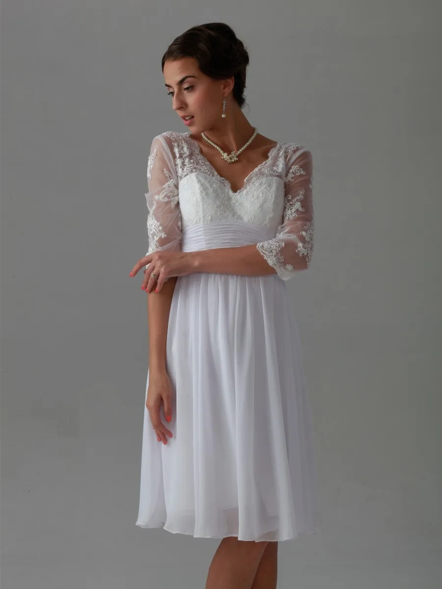 Романтическое кружевное пляжное Короткое свадебное платье длиной до колена