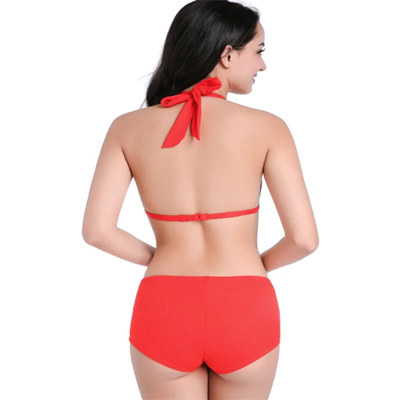 2017 popular Sexy Bathing Suits Bikini Set Halter Top Bikinis Women Swimwear Push Up Retro Female Swimsuit Beachwear |