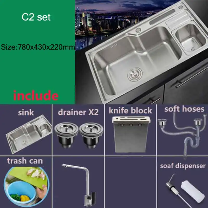 Кухонная раковина из нержавеющей стали двойная чаша над прилавком или прилавок