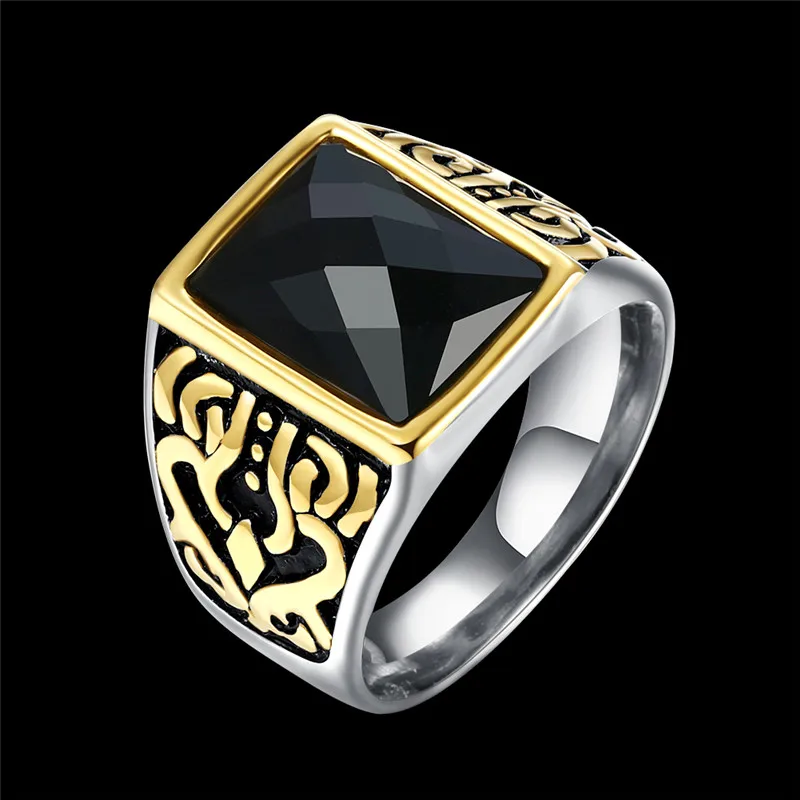 Мужское Винтажное кольцо в стиле панк-рок большое античное золотистое