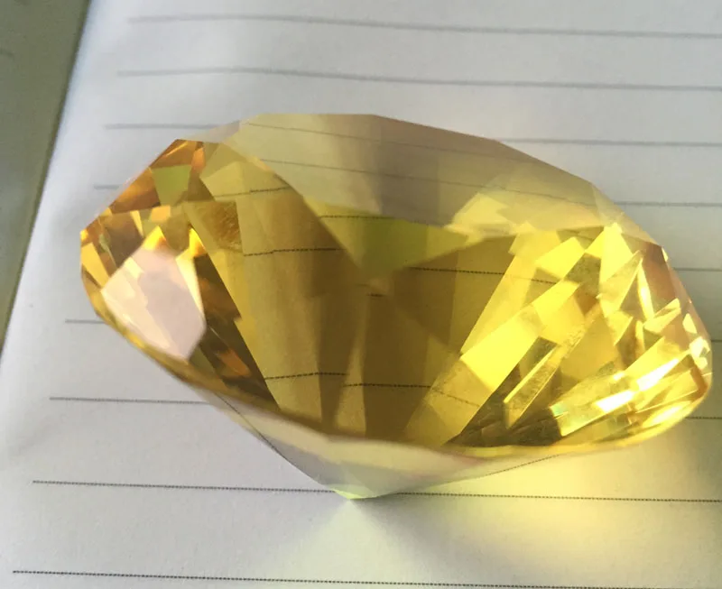 Pisapapeles de cristal amarillo de 40mm, Logo personalizado, regalos de boda, decoraci&oacute;n, env&iacute;o r&aacute;pido, 100 unids/lote-2