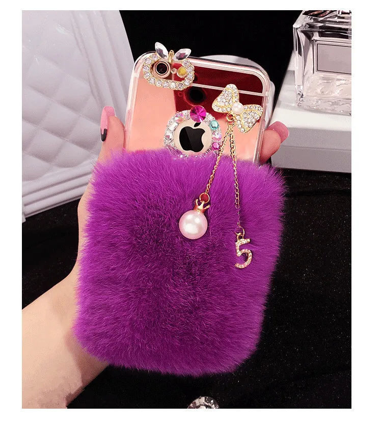 Роскошные блестящие теплые мягкие чехлы для телефонов с бантиком и кисточками из