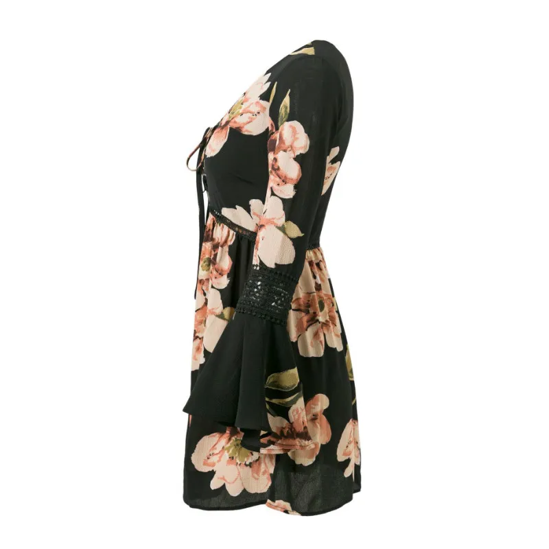 С круглым вырезом блестящие пикантные рукава платье осень длинный рукав