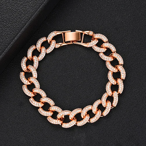 Rose Gold GODKI трендовые браслеты в стиле панк для женщин нежные звенья цепи браслет бусины браслет Шарм богемные пляжные украшения - Окраска металла: Rose Gold
