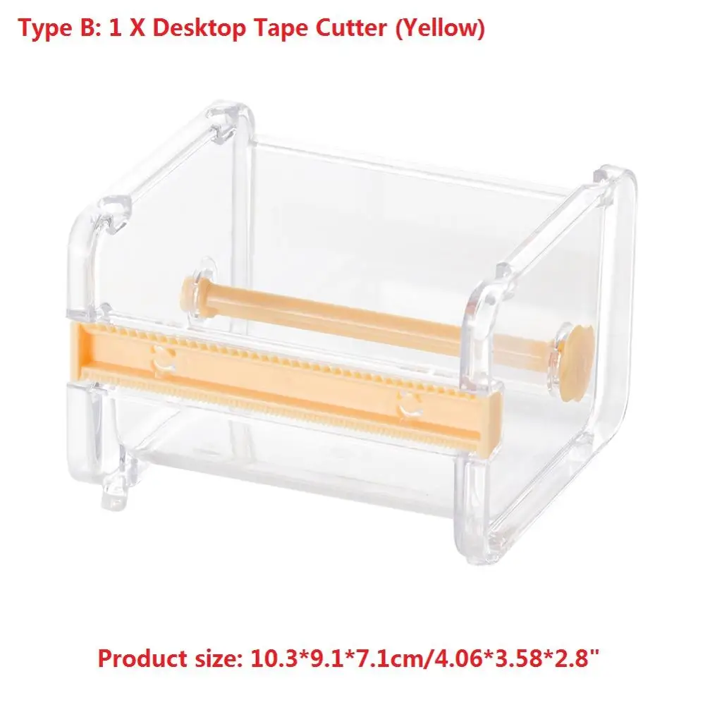 Type B Tape Cutter 1 Мини пластиковая японская васи лента коробка для хранения рулон Msking лента Настольный держатель Органайзер офисная настольная комплектующие для диспенсера - Цвет: Type B Tape Cutter 1