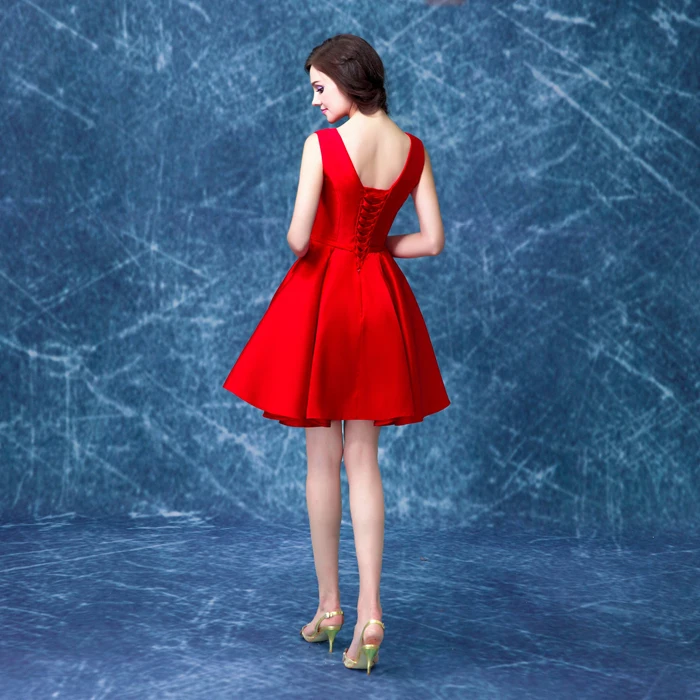 Robe De Soiree SSYFashion простой сатин без рукавов ТРАПЕЦИЕВИДНОЕ короткое коктейльное платье для невесты на заказ плюс размер Формальные платья