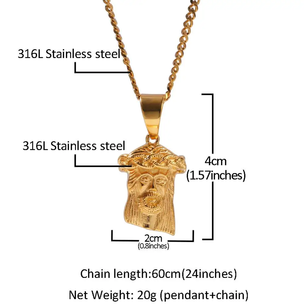 Moveon Hip Hop Stainless Steel Jesus Pendant Necklace Men's 3D Necklaces Pendants Clavicle Jewelry For Women Men Gifts | Украшения и