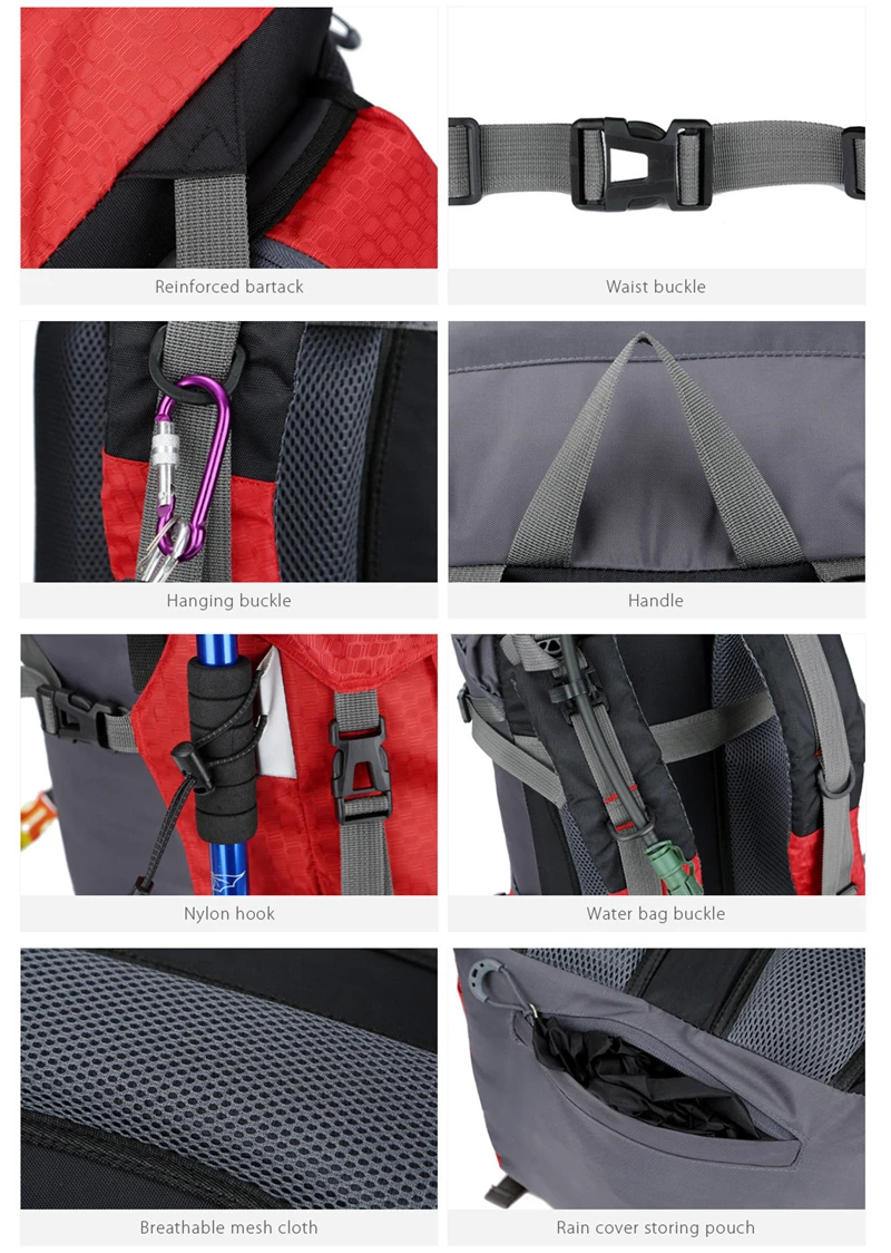 Big Capacity 60L Hiking Bag Men Women Outdoor Camping Travel Climbing Waterproof Backpack With Rain Cover Riding Sport Rucksack