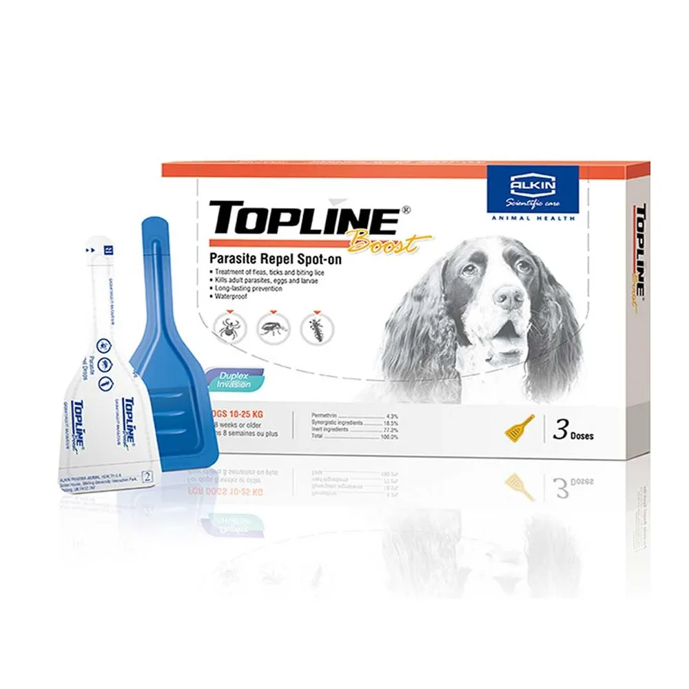 Dog (10-25kg) Alkin Topline Boost для собак и кошек лечение блох и клещевых вшей - Цвет: Dog (10-25kg)