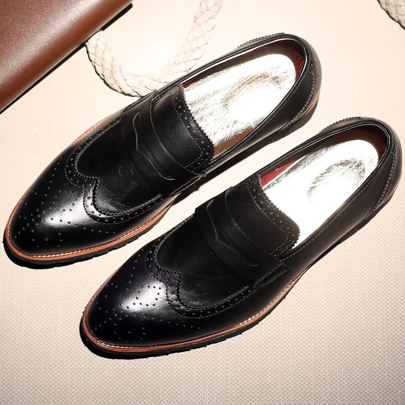 Новое поступление Мужские модельные туфли Пояса из натуральной кожи Слипоны