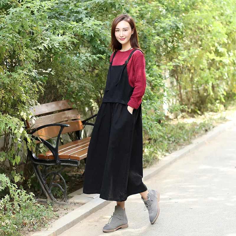 Весна 2020 женское платье с длинным рукавом однотонное свободное до щиколотки