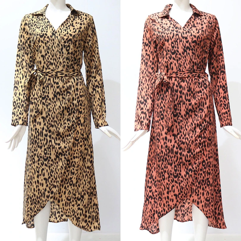 Сексуальное женское платье с леопардовым принтом Бандажное винтажное длинным