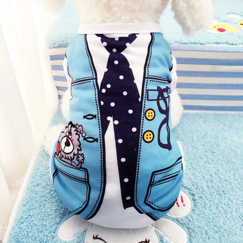 Dog Clothes Jackets Fake Strap Cute Printed Pullover Small Sweatshirt Coats Pets Supplies | Дом и сад