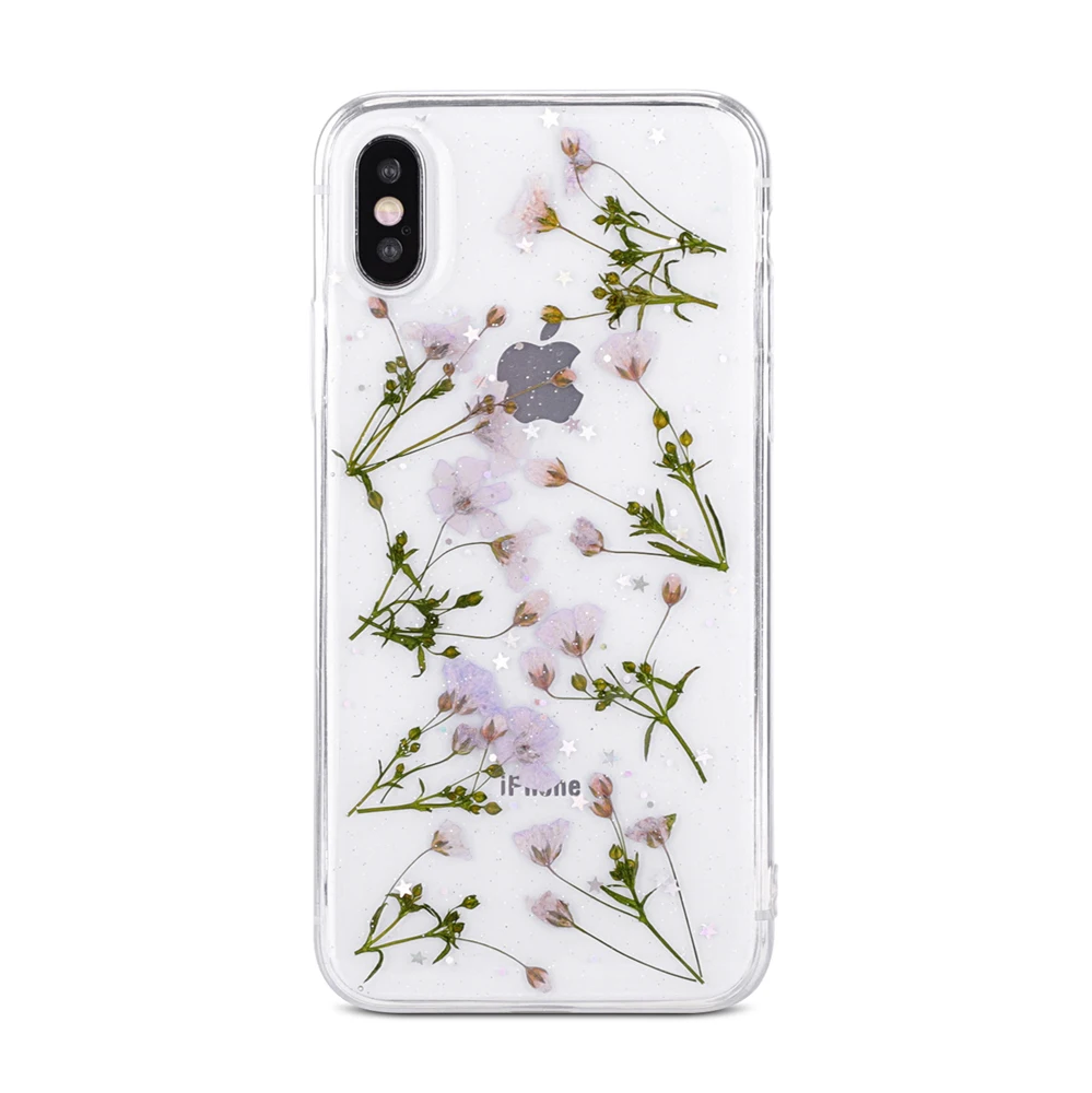 Qianliyao настоящие сушеные чехлы с цветочным принтом для IPhone X XS Max XR 6 6S 7 8 Plus 11 Pro Max чехол ручной работы мягкий свежий цветок чехол для телефона