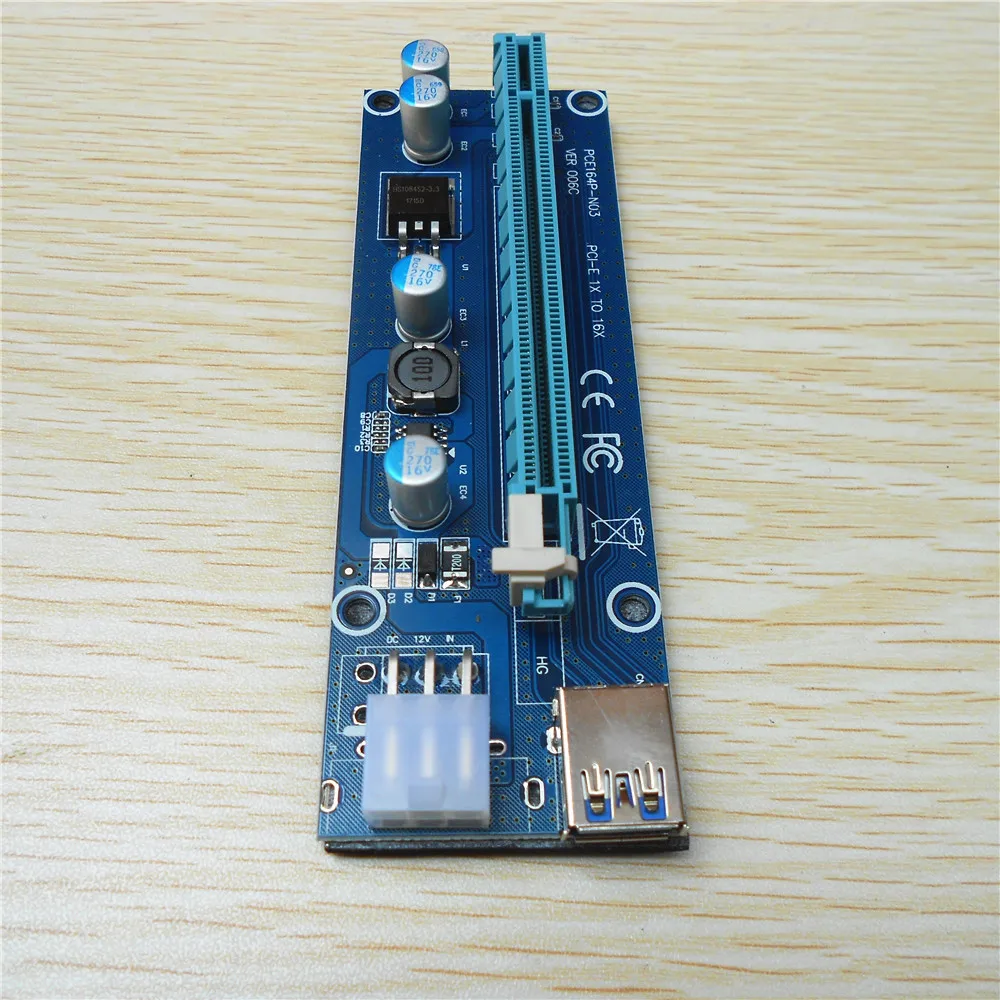 30 шт. Ver006C стояк Mini pci-e PCIe PCI Express 1X в 16x Extender Riser Adaptador де tarjeta SATA 6Pin для bitcoin БТД mineria |