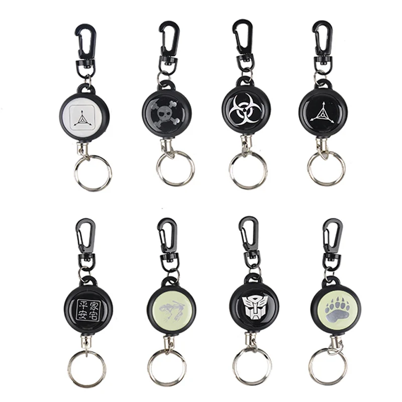 New EDC Outdoor Camping Steel Rope Burglar Keychain Stalker Soft Shell Tactical Retractable Key Chain Return Keyring 2503045 | Спорт и