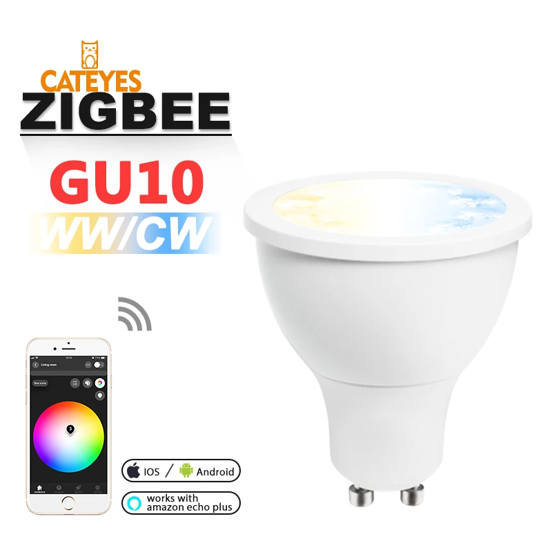 Кошачий глаз 5 Вт zigbee zll ww/cw диммер GU10 bulu Светодиодный прожектор умное приложение