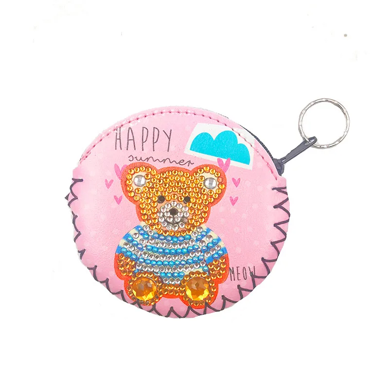 2Pcs DIY Full Drill Diamond Painting Cute Bear Leather Wallet Bag Purses Pendants Cross Stitch Embroidery Gift | Дом и сад