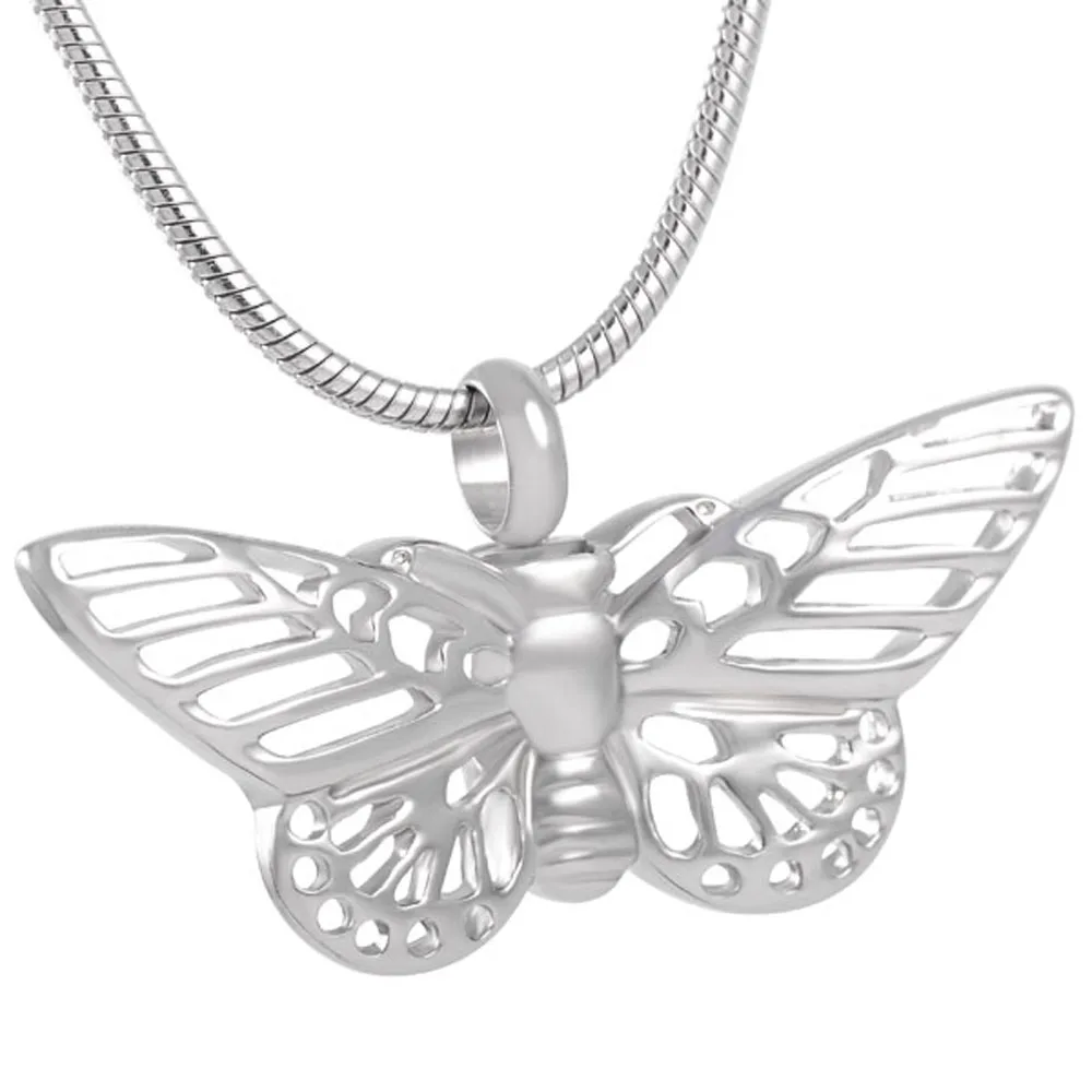 

Charm Hollow Butterfly Cremation Urn Necklace for Pet/ Human Ash Holder Ashes Keepsake Pendant Stainless Steel Memorial Jewelry