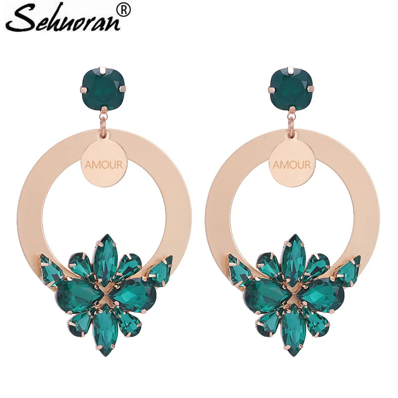 Sehuoran Luruxy коврик золотые подвески большие серьги для женщин Aretes Brincos Эффектные
