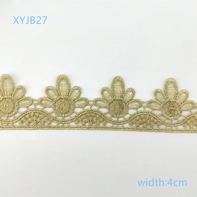 XYJB27 2 ярда Высокое качество Золотая кружевная лента вышитая для шитья украшения африканская кружевная ткань кружевная отделка XYJB26-31 - Цвет: XYJB27