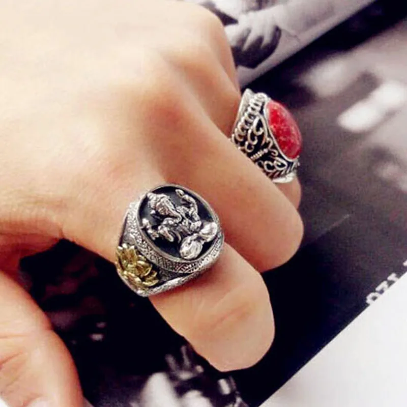 Мужское кольцо в виде слона Винтажное из серебра 100% пробы стиле панк | Украшения и