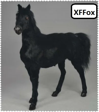 big real life 1:6 war black horse model plastic&furs simulation blood horse doll gift about 34x36cm xf1877