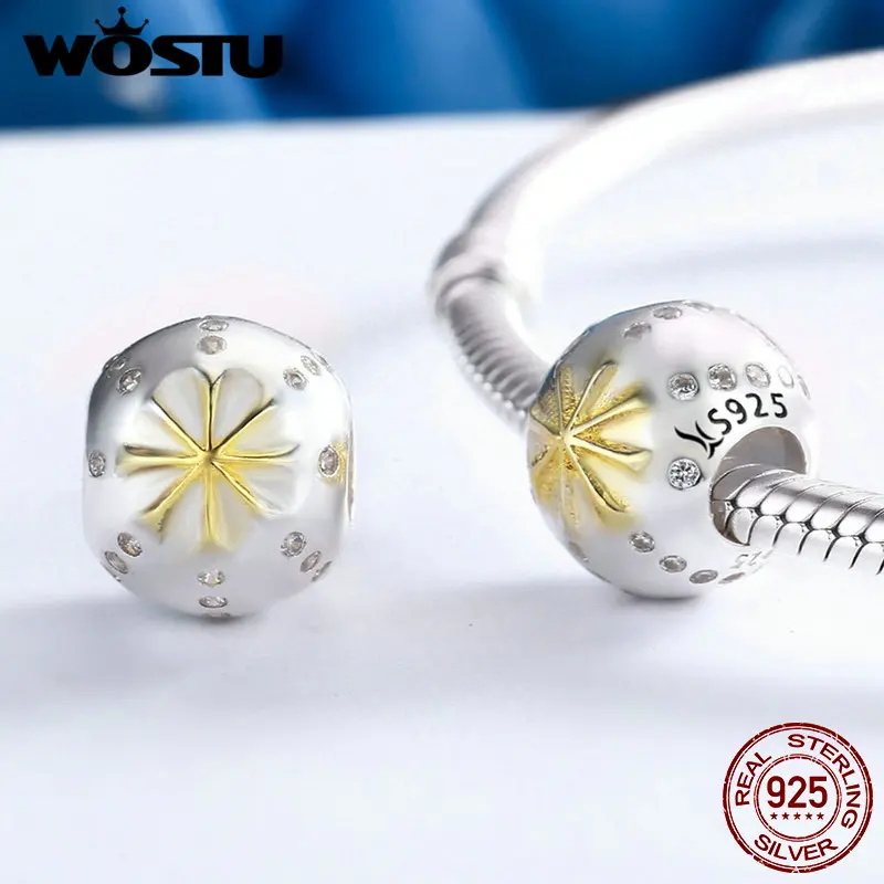WOSTU высокое качество 925 пробы Серебряный Эдельвейс Бусины Подходят оригинальный
