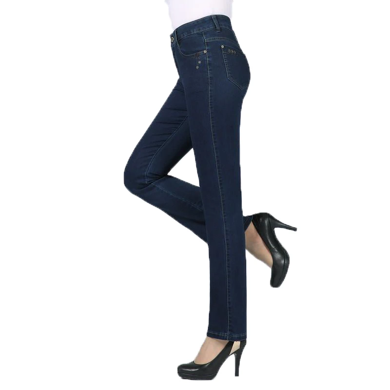 Женские повседневные джинсовые брюки с голенищем темно синие джинсы для женщин