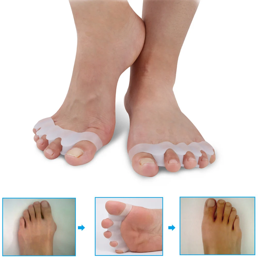 

4pcs=2pairs Silicone Toe Separator Gel Spacer Hallux Valgus Relief Pain Pedicure Foot Care Bunion Corrector Finger Separador
