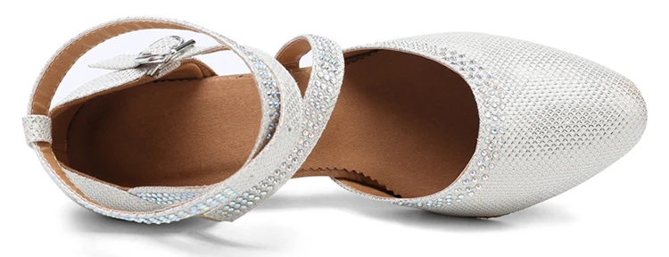 Женская обувь для латинских танцев со стразами на высоком каблуке 7 см 8