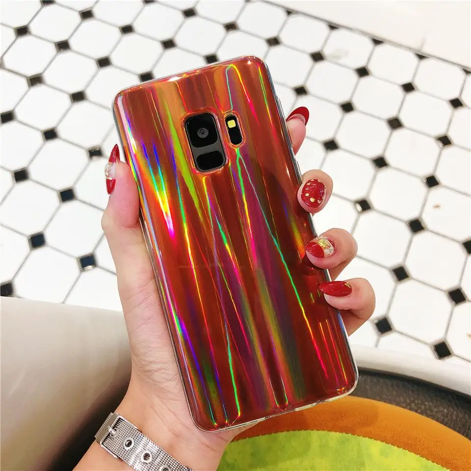 Аврора лазерный ТПУ мягкий чехол для samsung Galaxy S9 S8 S10 плюс S10E XiaoMi 9 8 SE A2 A1 RedMi Note 7 6 Pro 6A