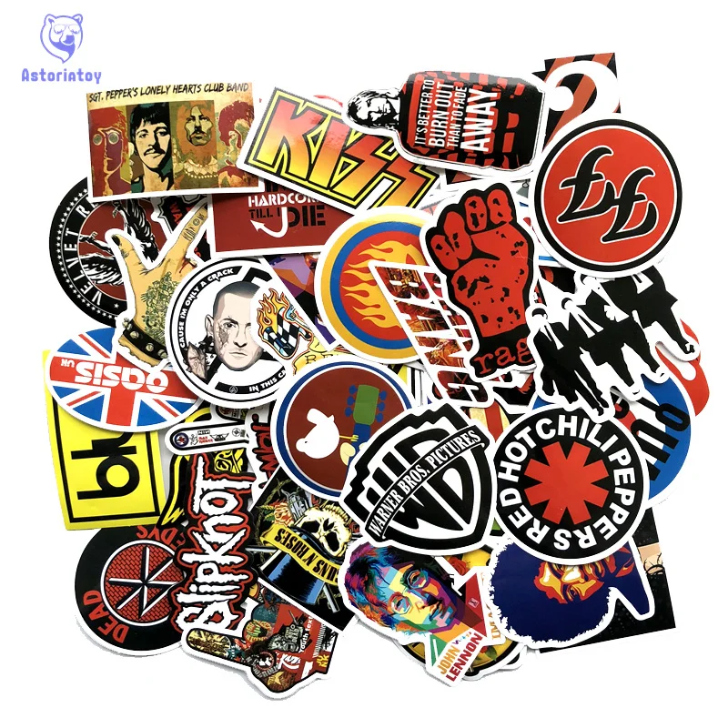 

52pcs/lot mix OG Style Retro Classic Band sticker Notebook refrigerator skateboard trolley case decals backpack Tables