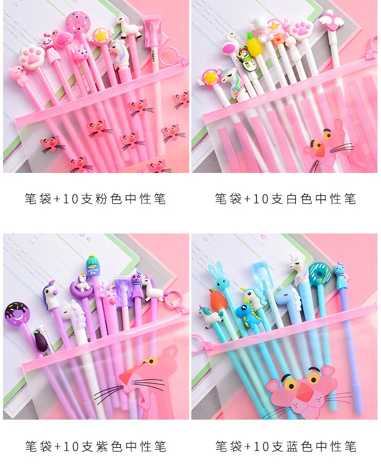 10 шт. гелевая ручка Caneta Kawaii Uniclorn милые ручки для школы Lapices Tinta Stylo Licorne корейский Boligrafo Unicornio дропшиппинг