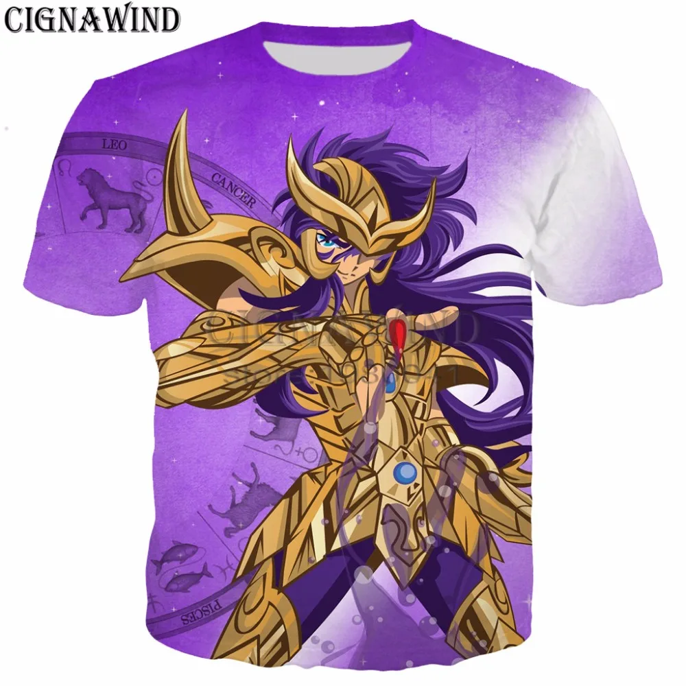 Новые летние топы в стиле аниме Saint Seiya 3d яркий стиль хипстерская футболка с