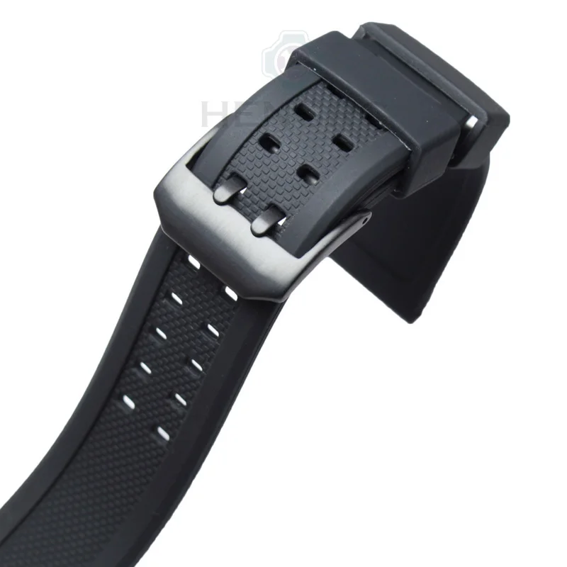 Men Rubber Watch Band Black 23mm Sport Waterproof Silicone Strap Stainless Steel Metal Buckle For Luminox Accessories