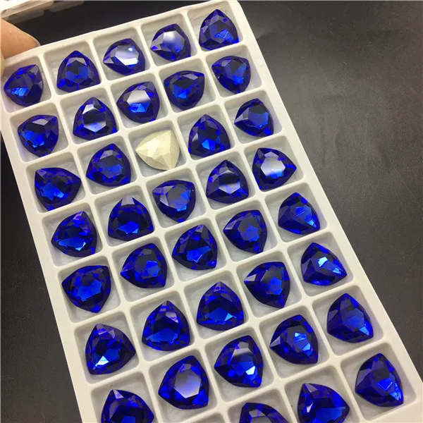 243 sapphire TopStone 12 мм K9 стекло кристалл жир треугольной формы Pointback Стразы diy/аксессуары для одежды - Цвет: 243 sapphire