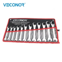 12pcs ratchet flare nut wrench set mirror polish 8 19mm tubing ratchet wrenches for air hose oil hose water hose storage pouch