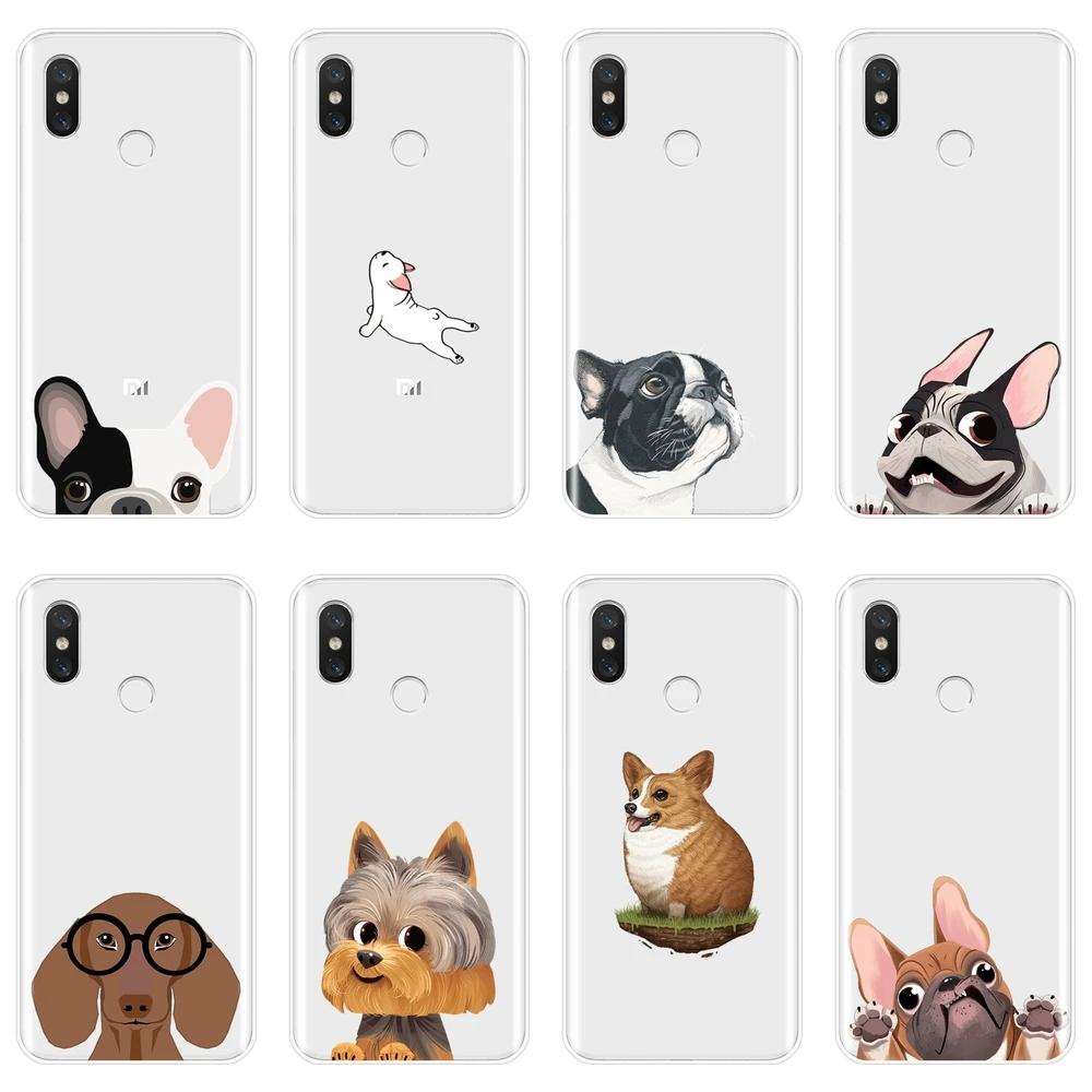 Телефонный чехол для Xiaomi Mi 5 5C 5S 5X 6 6X Plus 8 SE силиконовый с Мопсом собакой мягкая