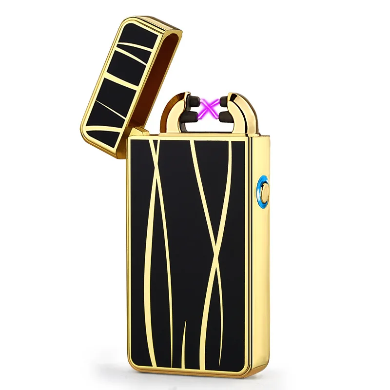 10pcs/lot business models USB electronic pulse double fire lighter metal windproof personalized Valentine's day gift | Дом и сад