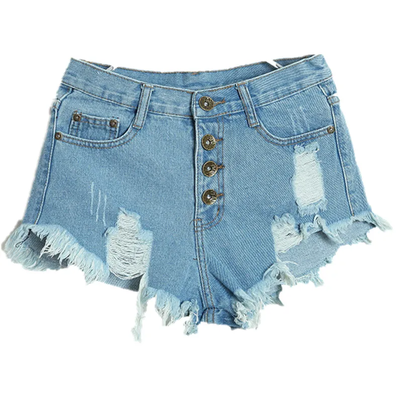Джинсовые шорты женские с дырками повседневные винтажные штаны из денима