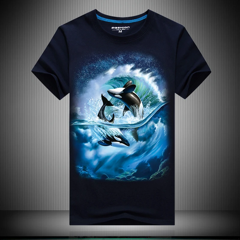 Мужская Повседневная футболка с 3d принтом модная рисунком Кита большого размера