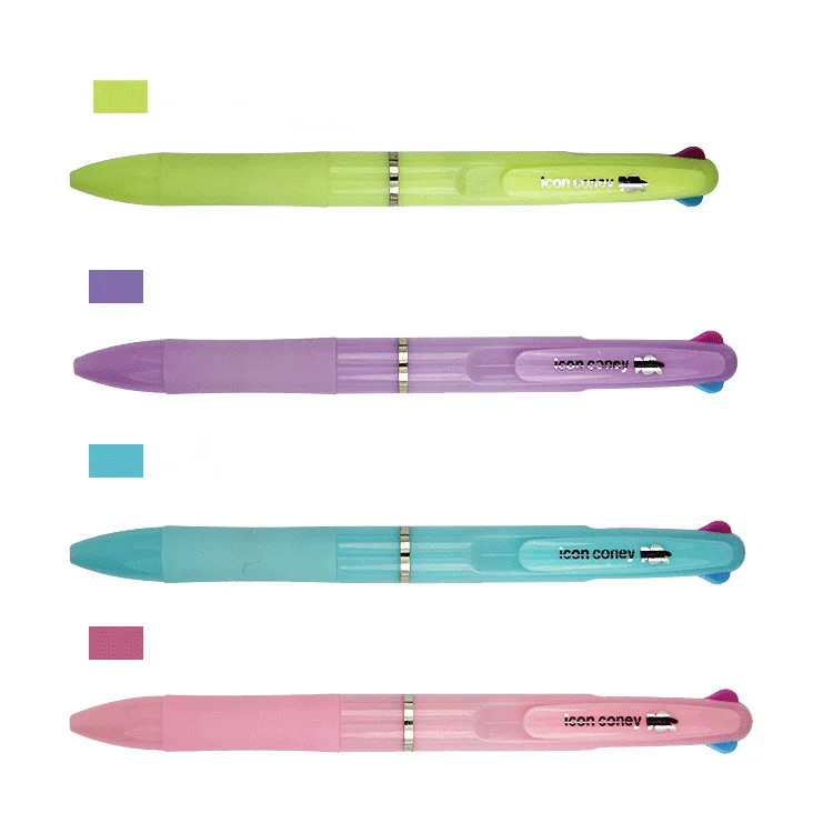 Креативная забавная шариковая ручка 3 цвета в одном выдвижная Шариковая для