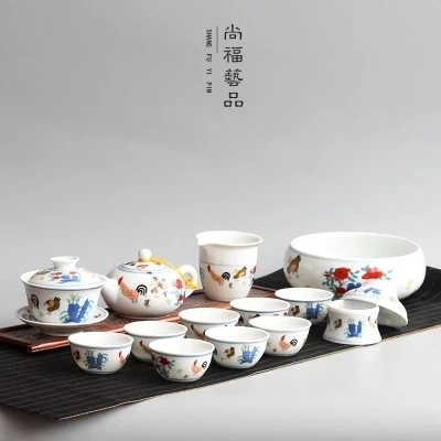 Керамический чайный сервиз Античный Чайный Chenghua китайский Kungfu Gaiwan сервиз|Наборы