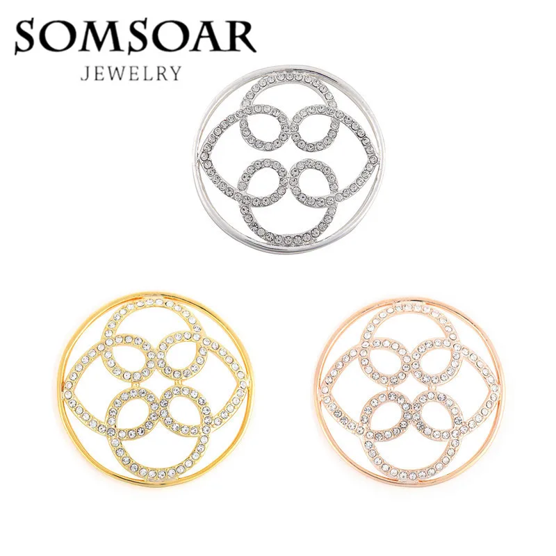 

Somsoar ювелирные изделия хит продаж 3D цветок Монета диск подходит из нержавеющей стали тонкий монетница рамка кулон ожерелье для женщин 10 шт./лот